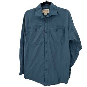 Filson Blue Nylon Long Sleeve Button-Up Shirt XS Mens Lightweight & Durable